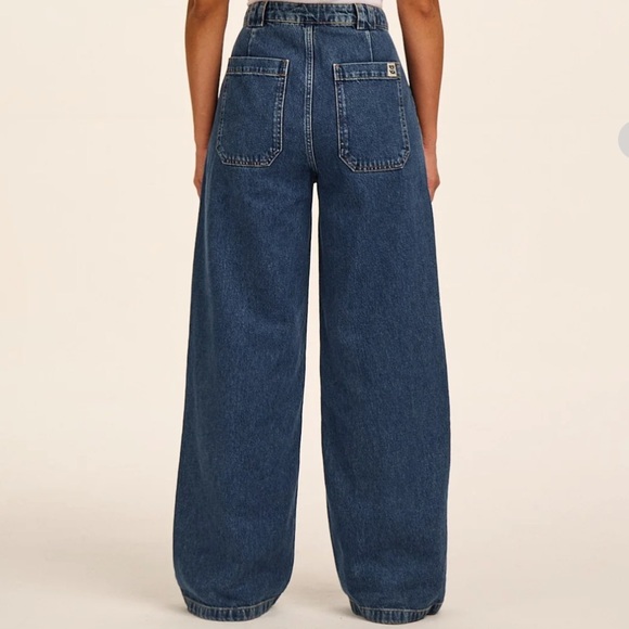 ✨Lucy & Yak Women's Mid Wash Blue High Waisted Wide-Leg Jeans NWT✨ - Picture 12 of 16